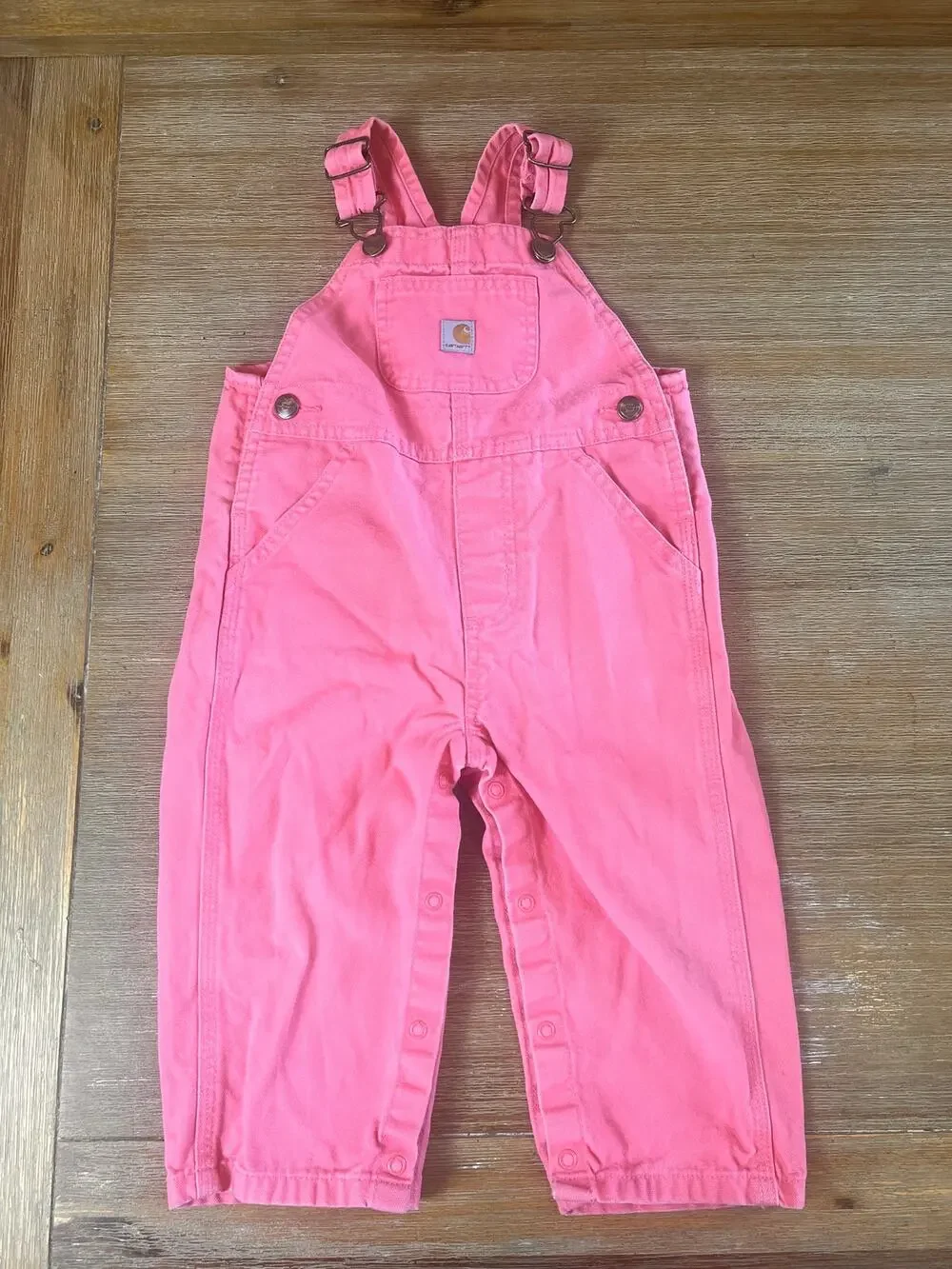 Carhartt Pink Girls Overalls 18 Months Snap crotch Toddler